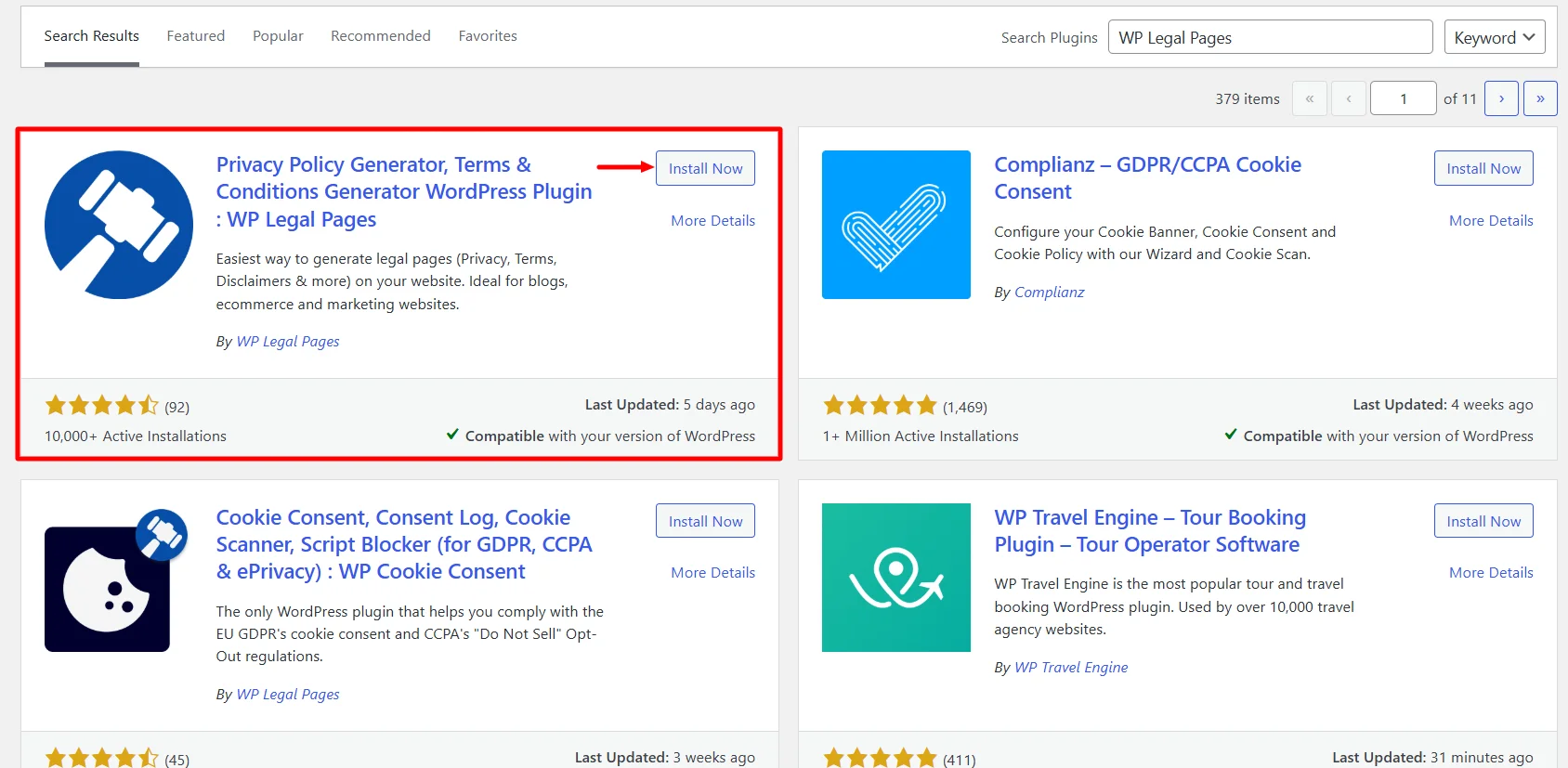 Clicking on Install Now