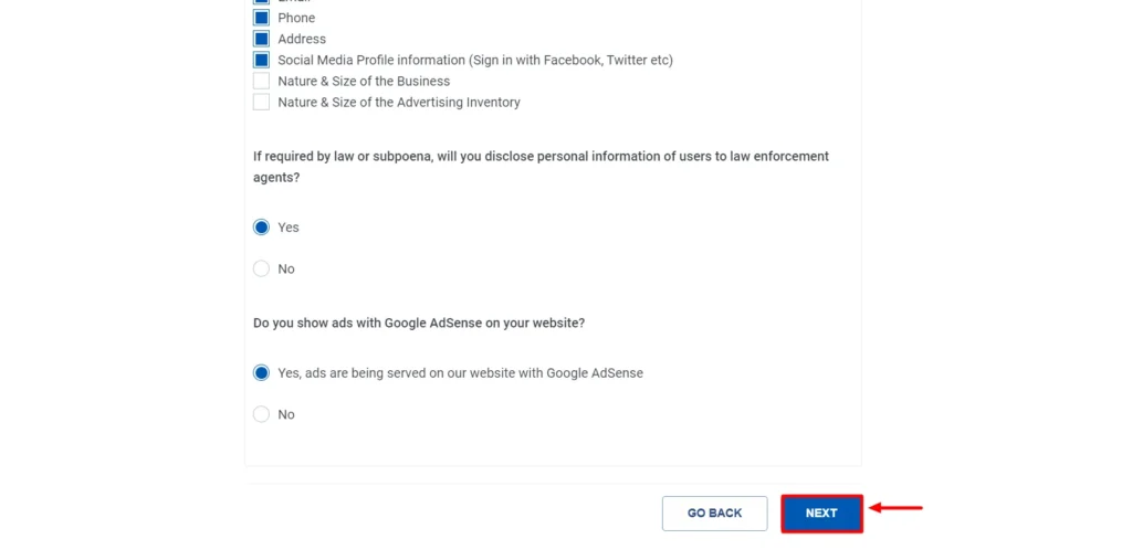Selecting section that suit the needs