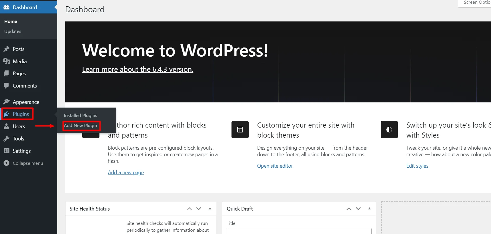 Adding plugin through Dashboard 
