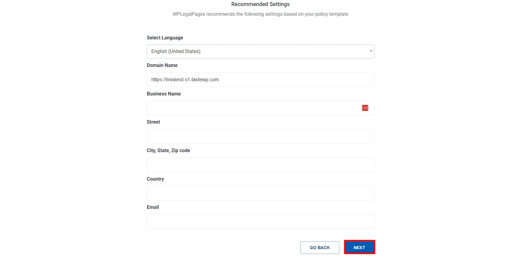 Fill in the basic details to create terms and conditions