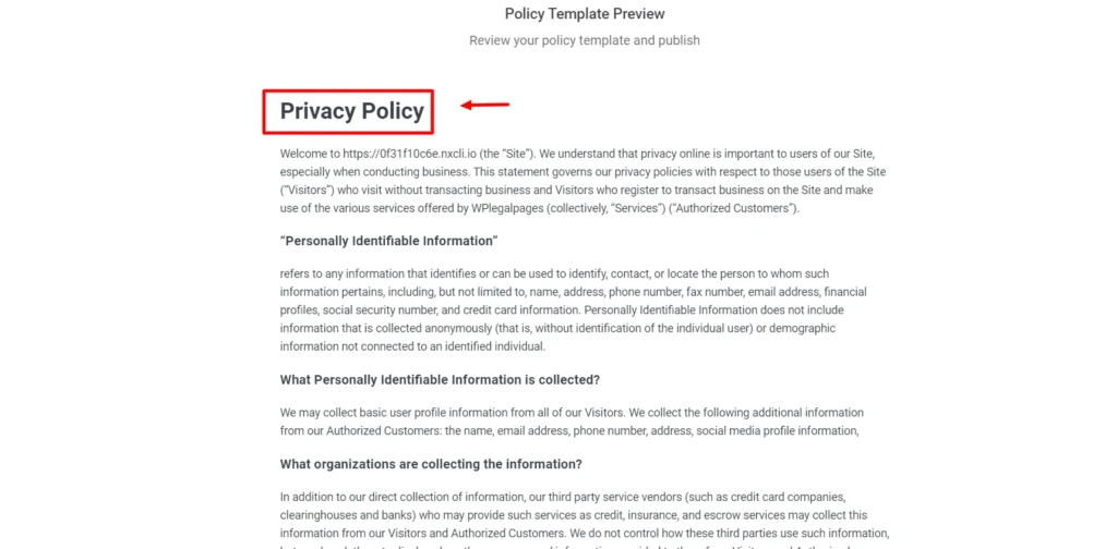Privacy policy template