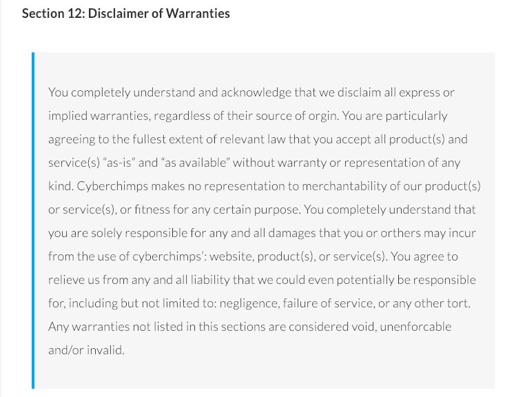 disclaimer of warranties