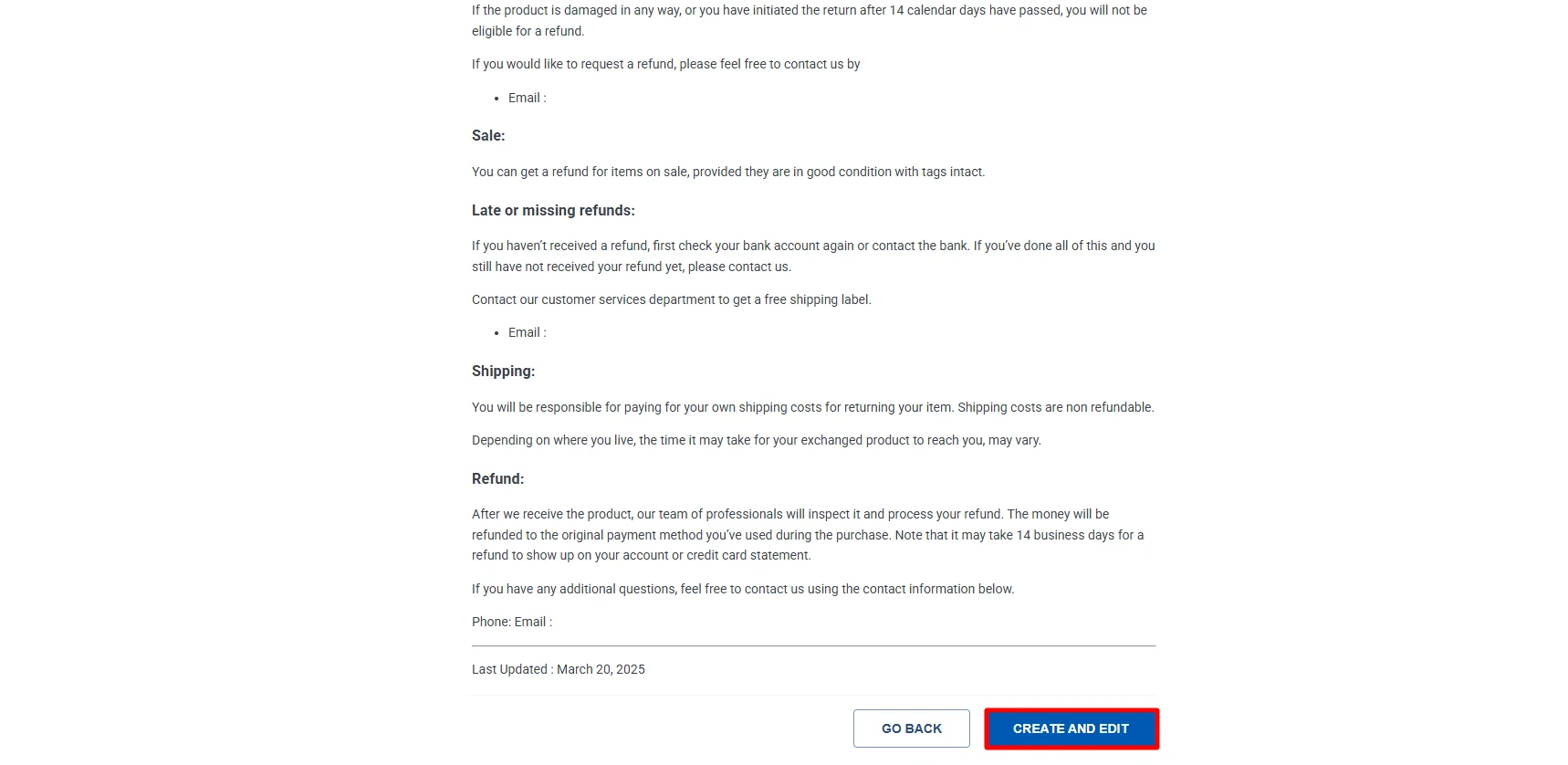 Click on Create and Edit