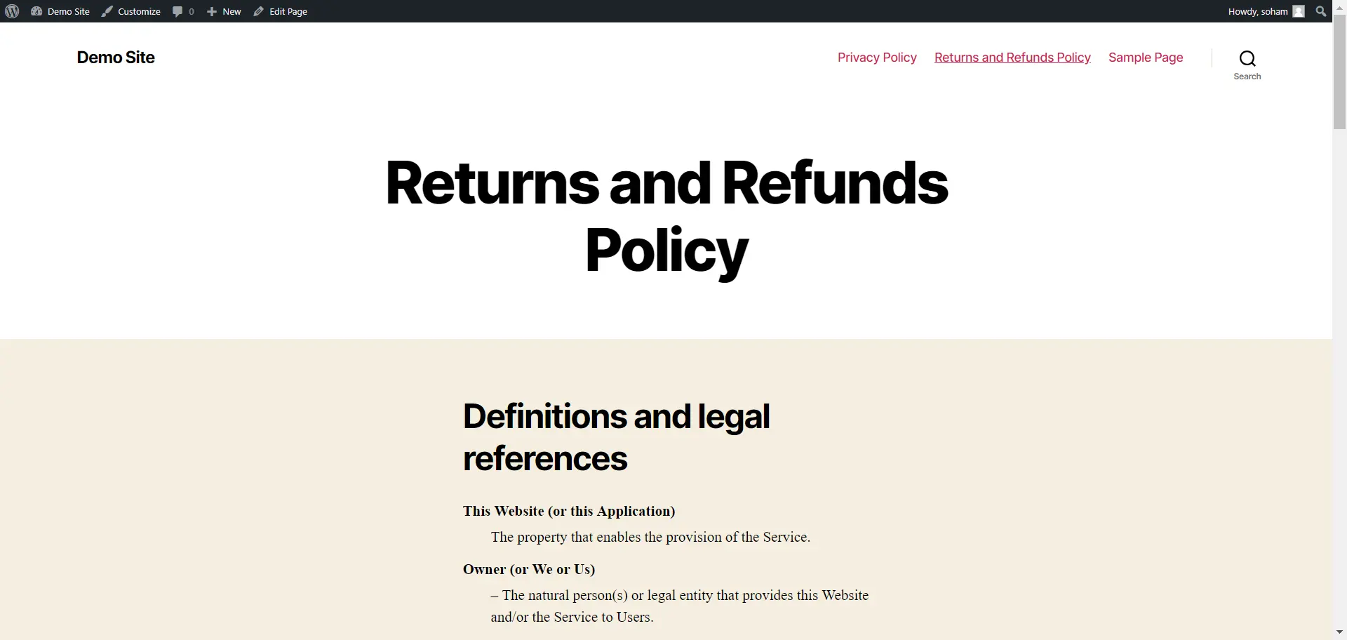 Returns & Refunds Page