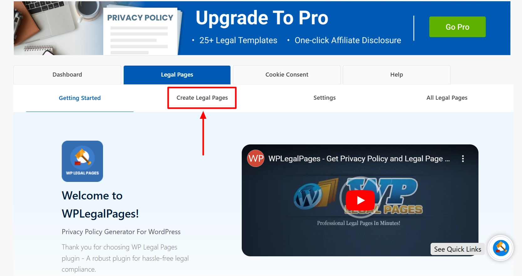Click on Create Legal Pages
