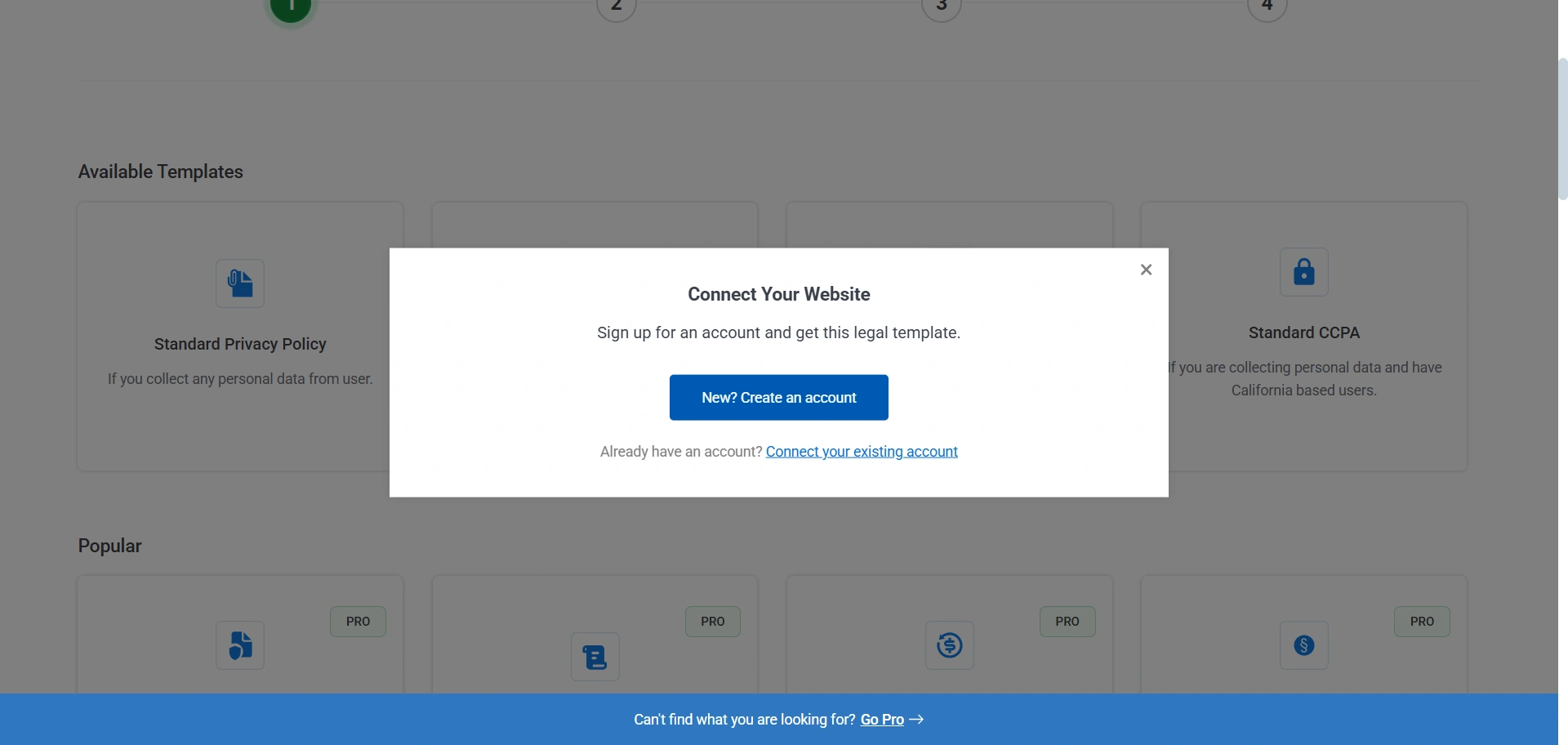 Click on create account