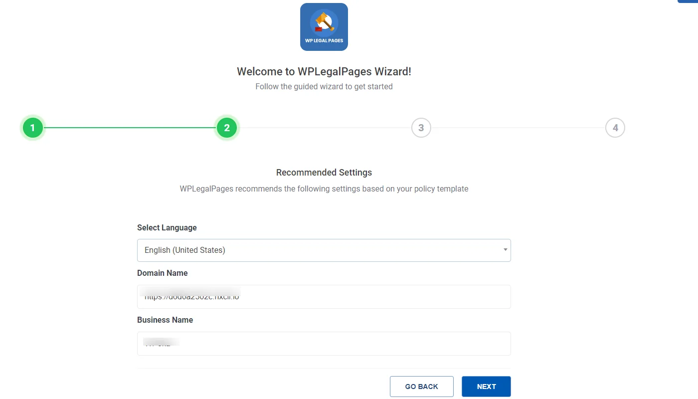 Setting recommended settings