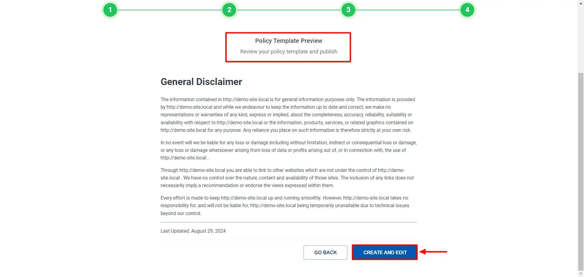 Reviewing policy template