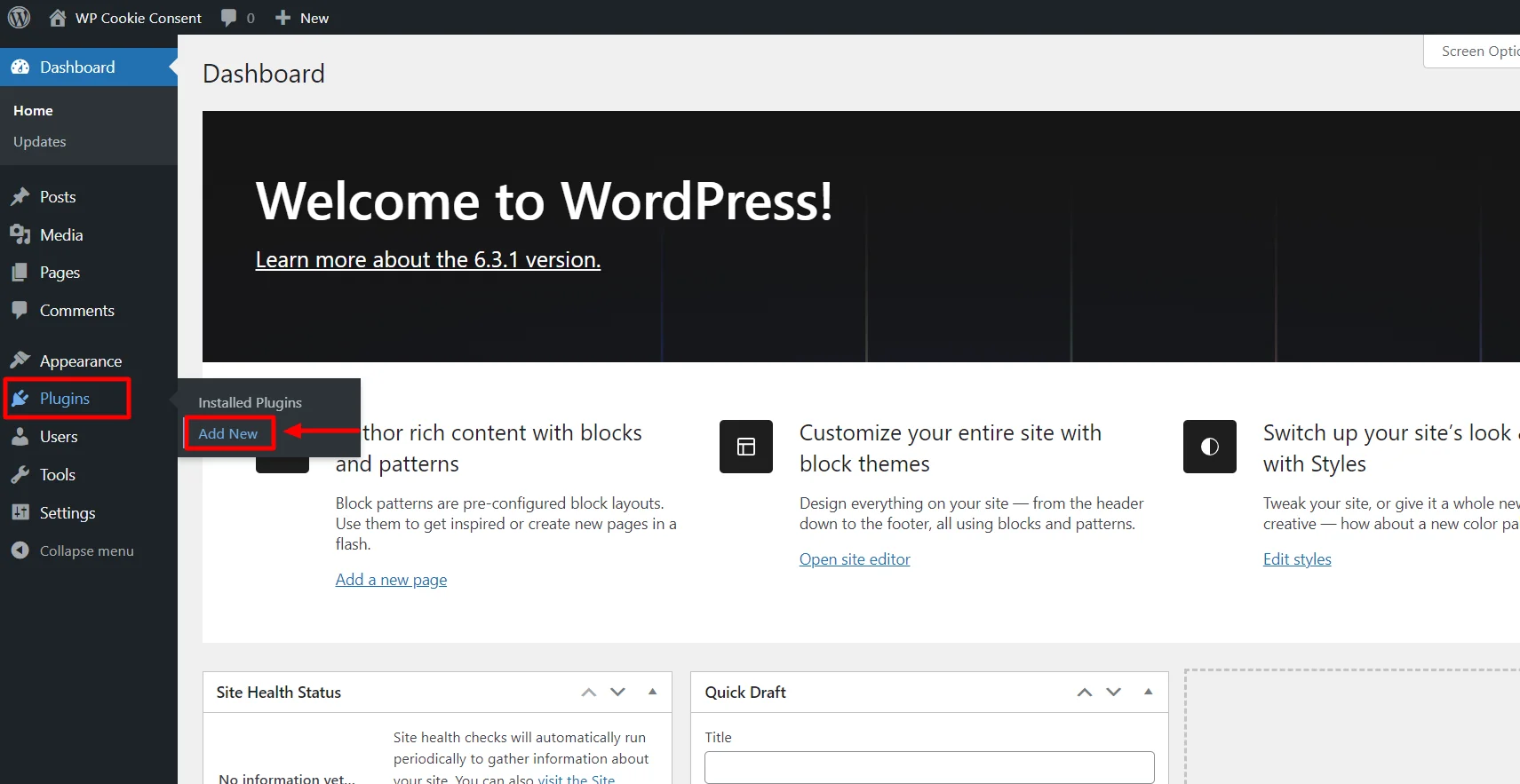 Installing the free version of WP Cookie Consent plugin