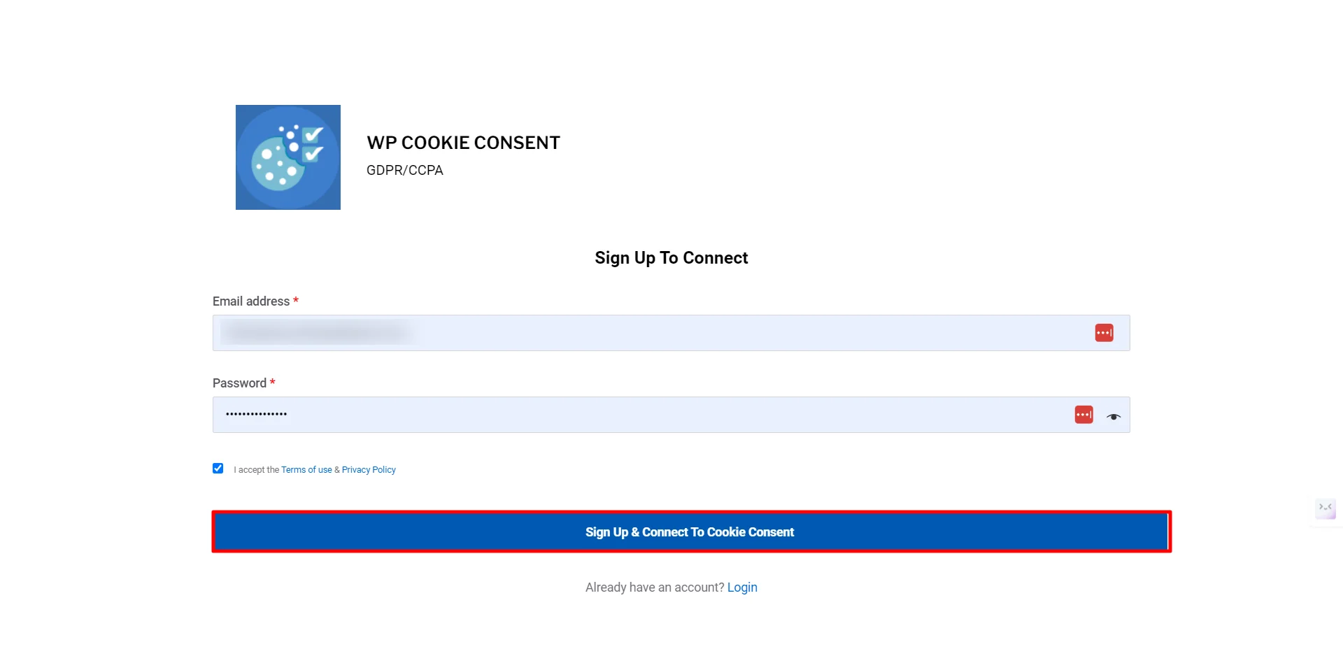 click the Sign-up & Connect button.