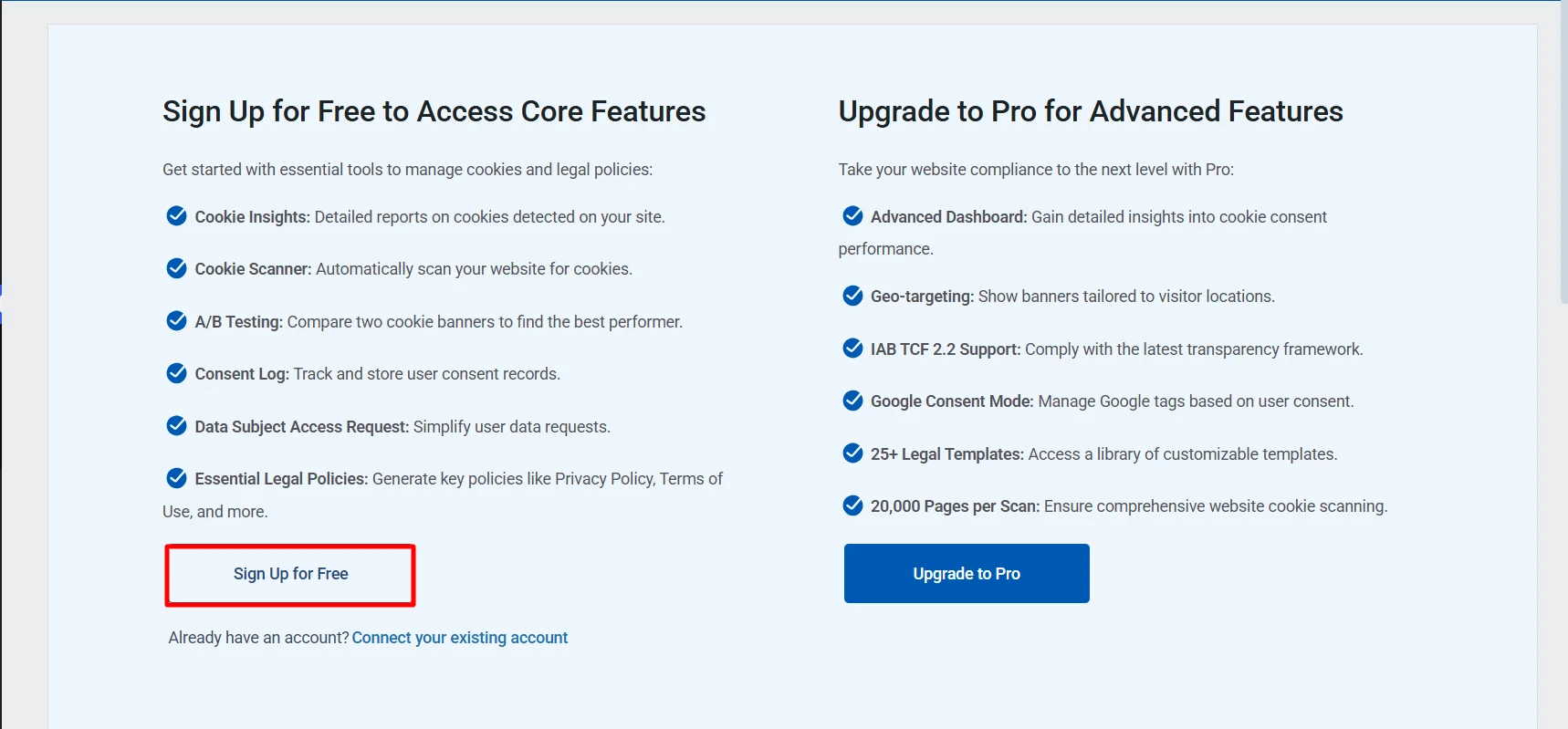 Click on signup and free