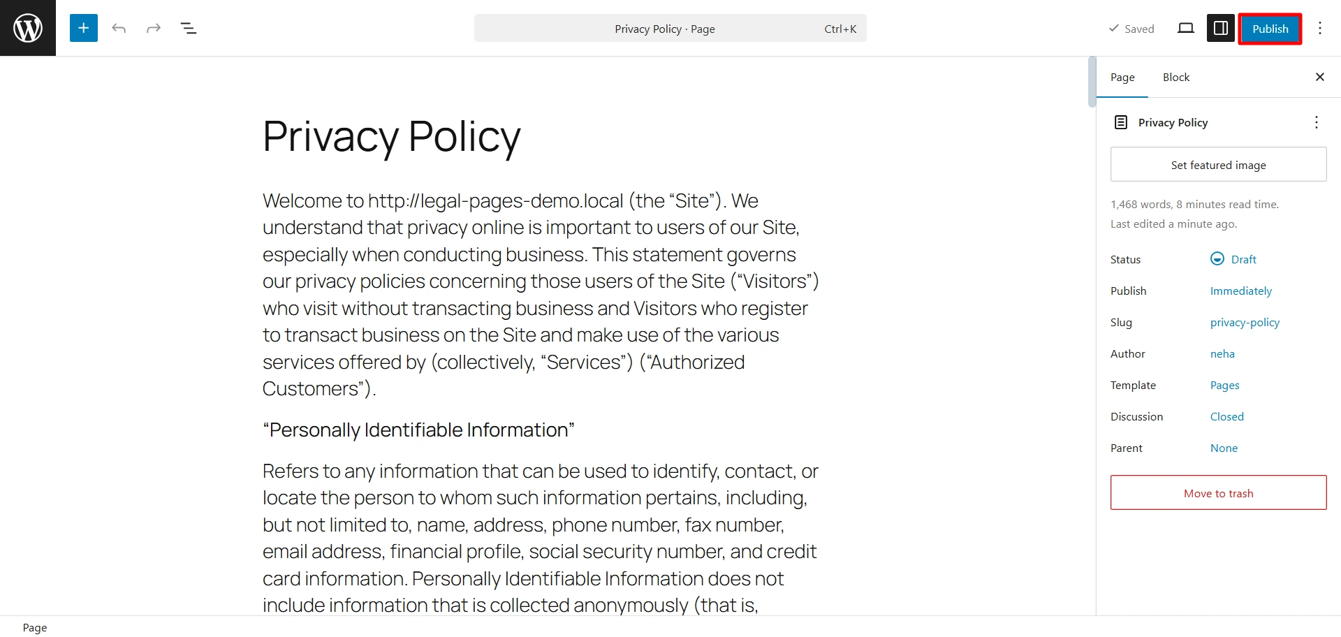 Publishing the article