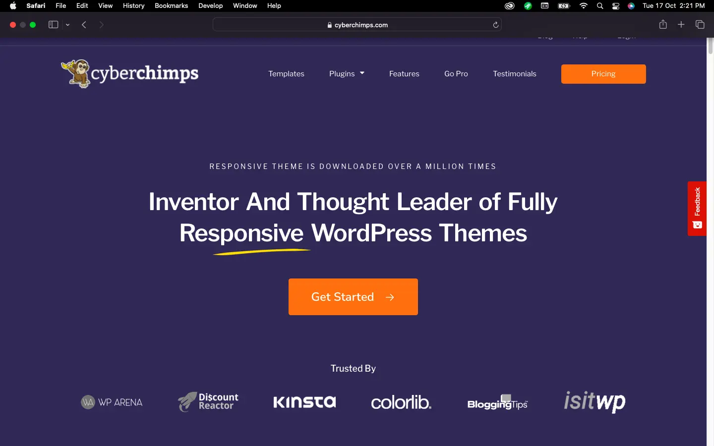 CyberChimps homepage