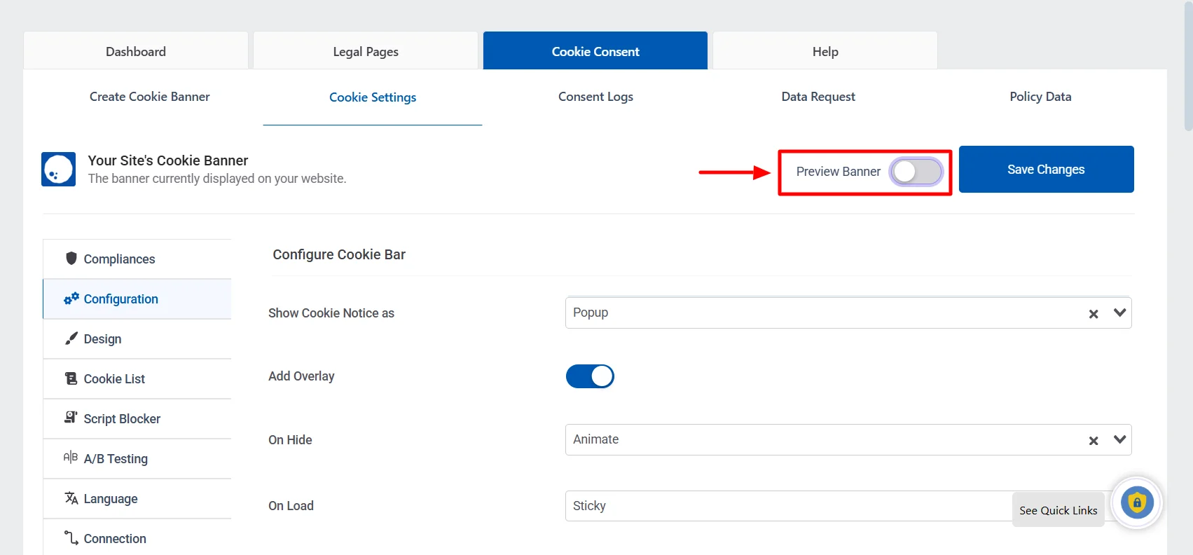 Preview Banner button