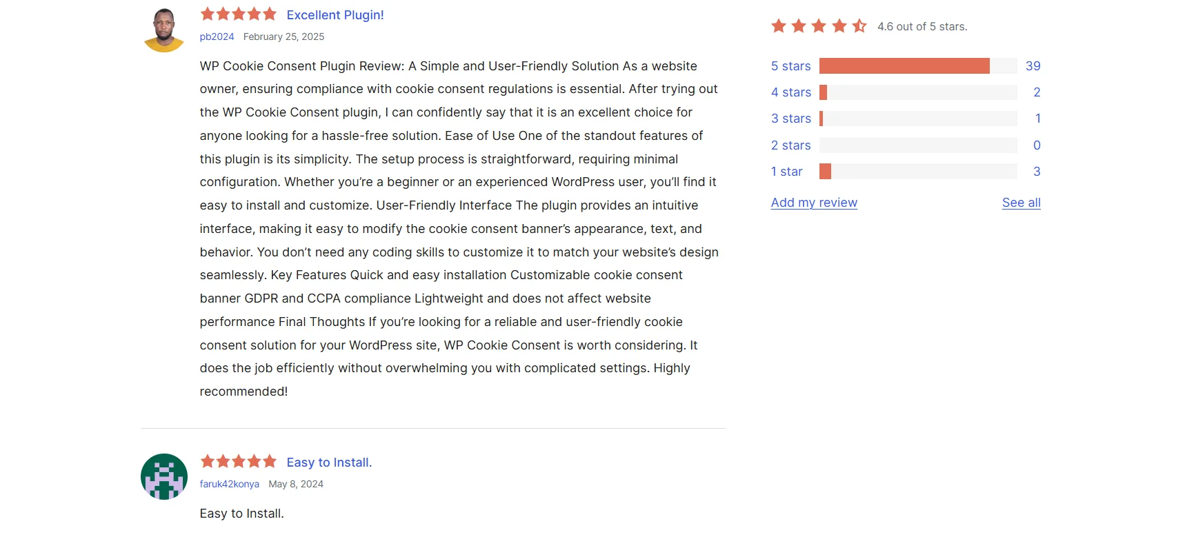 WP Cookie Consent Testimonial