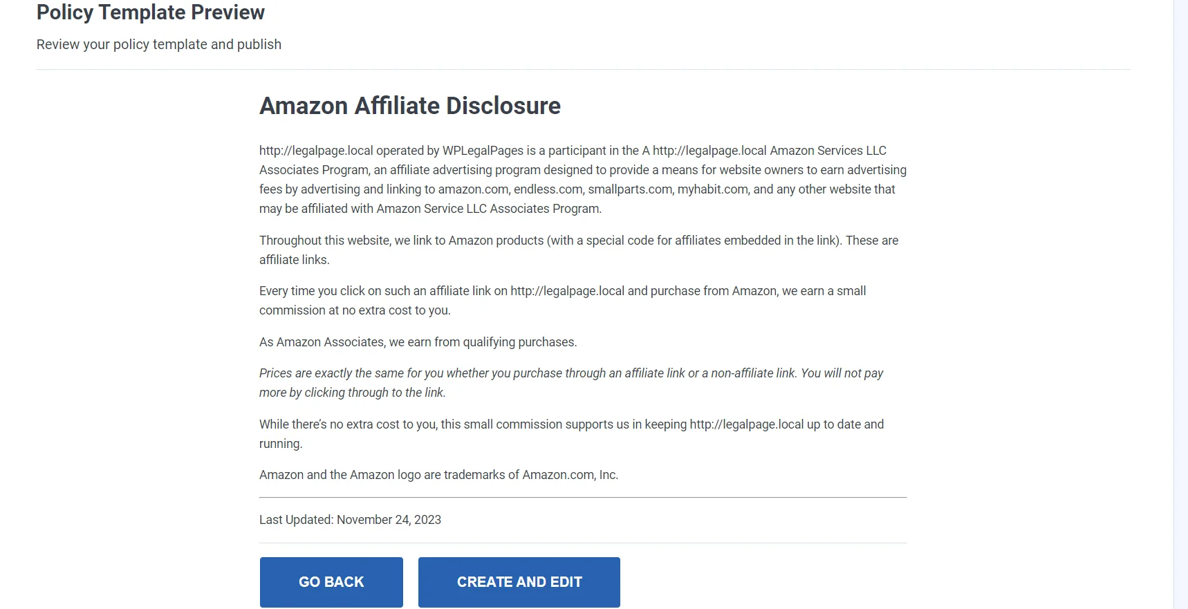 Final Template Review- Amazon Affiliate disclaimers