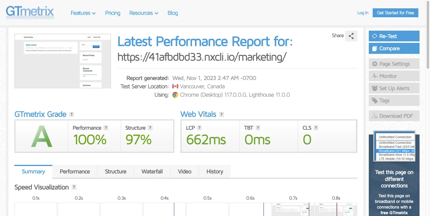 Responsive theme performance - GTmetrix