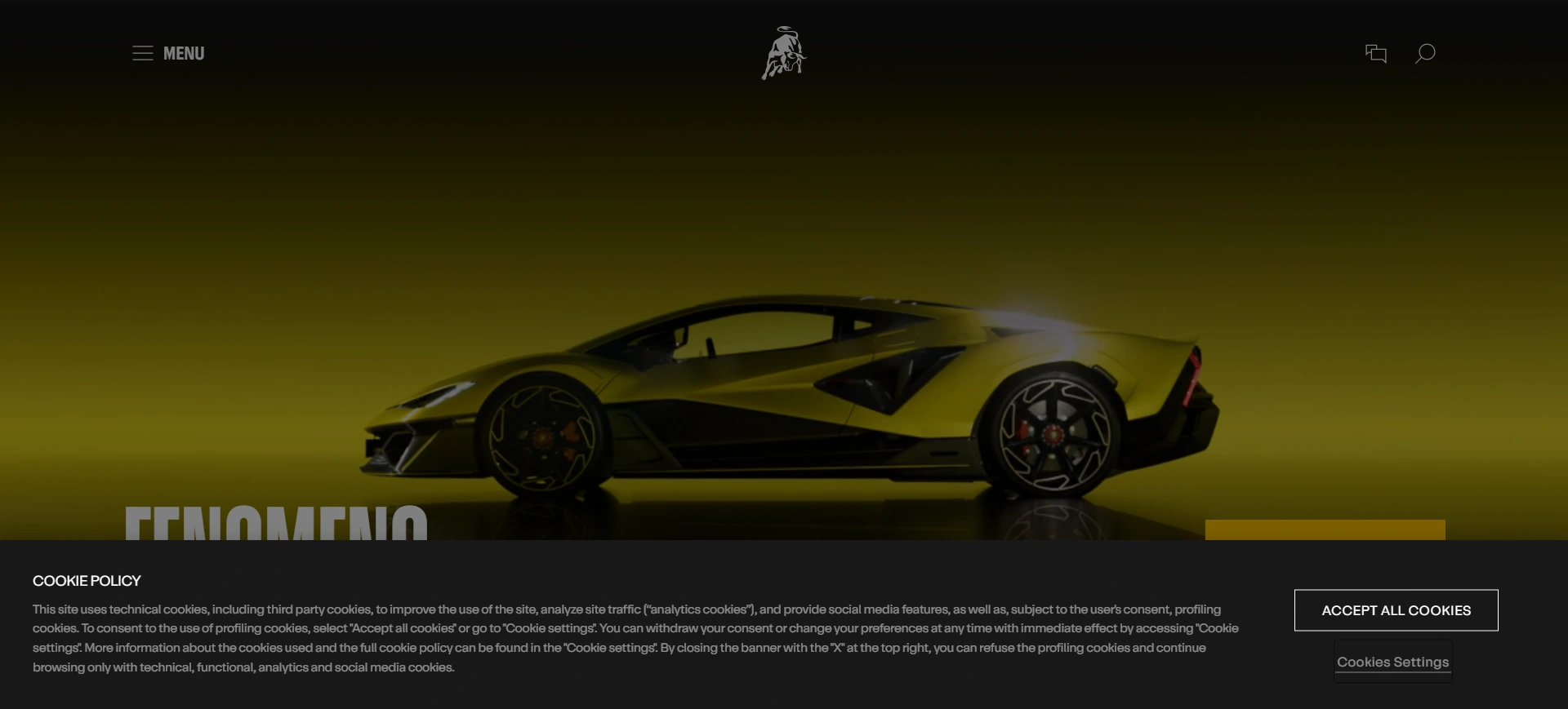 Lamborghini cookie consent