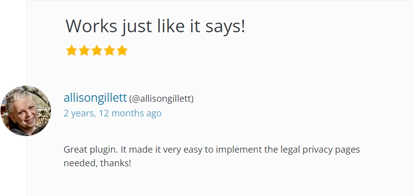 WP Legal Pages WordPress.org review 6