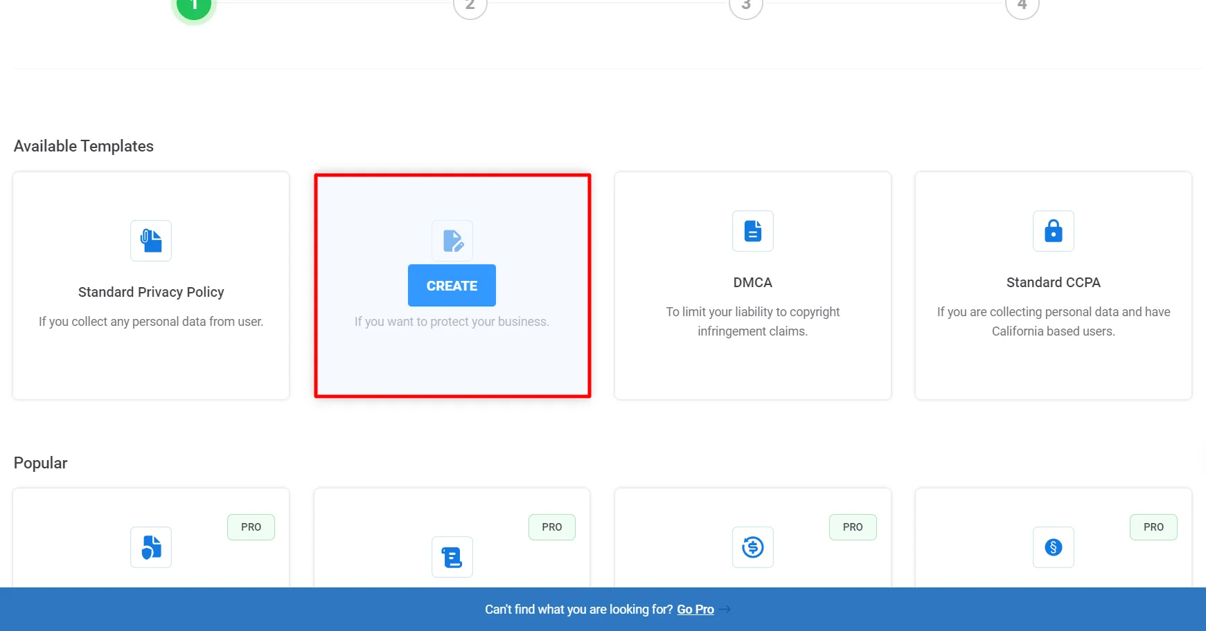 Click on Create