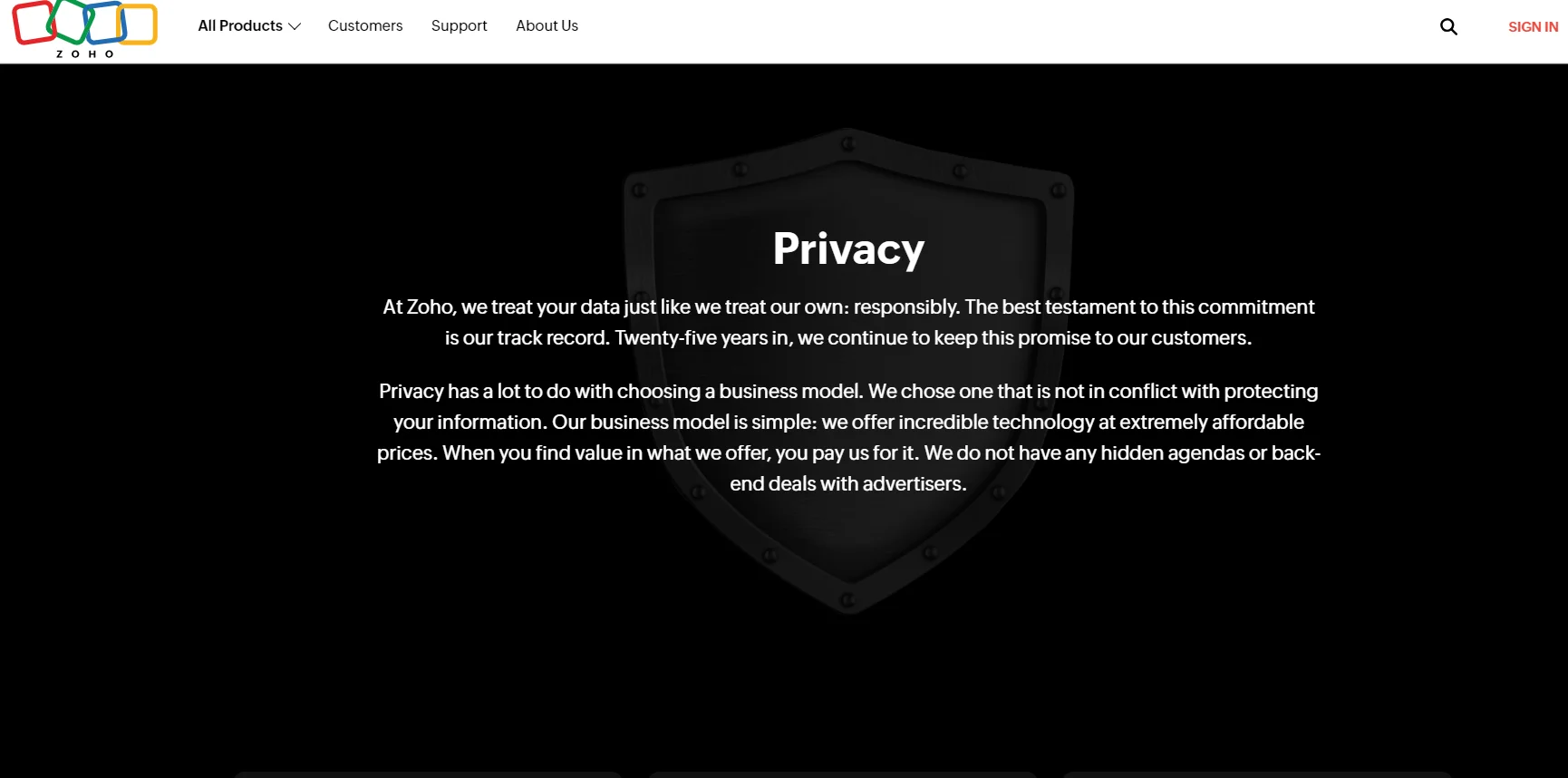 Zoho privacy policy