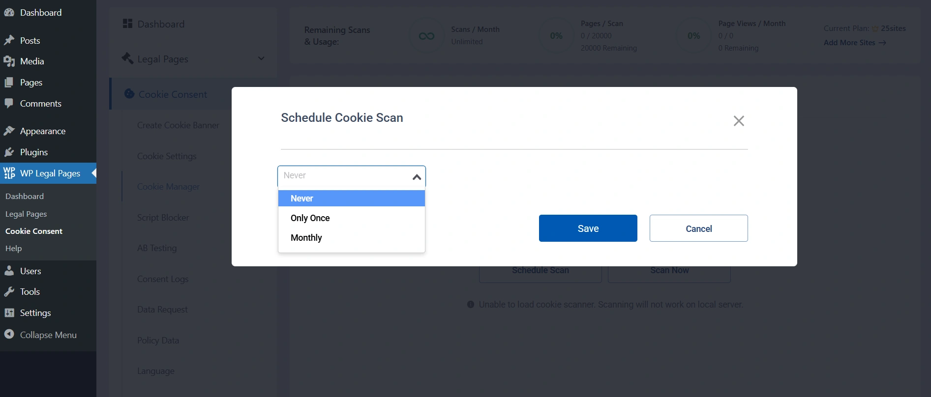 Schedule Cookie Scan