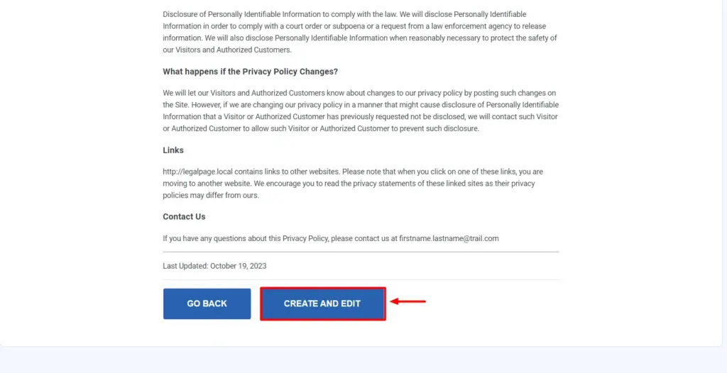Customizing privacy policy