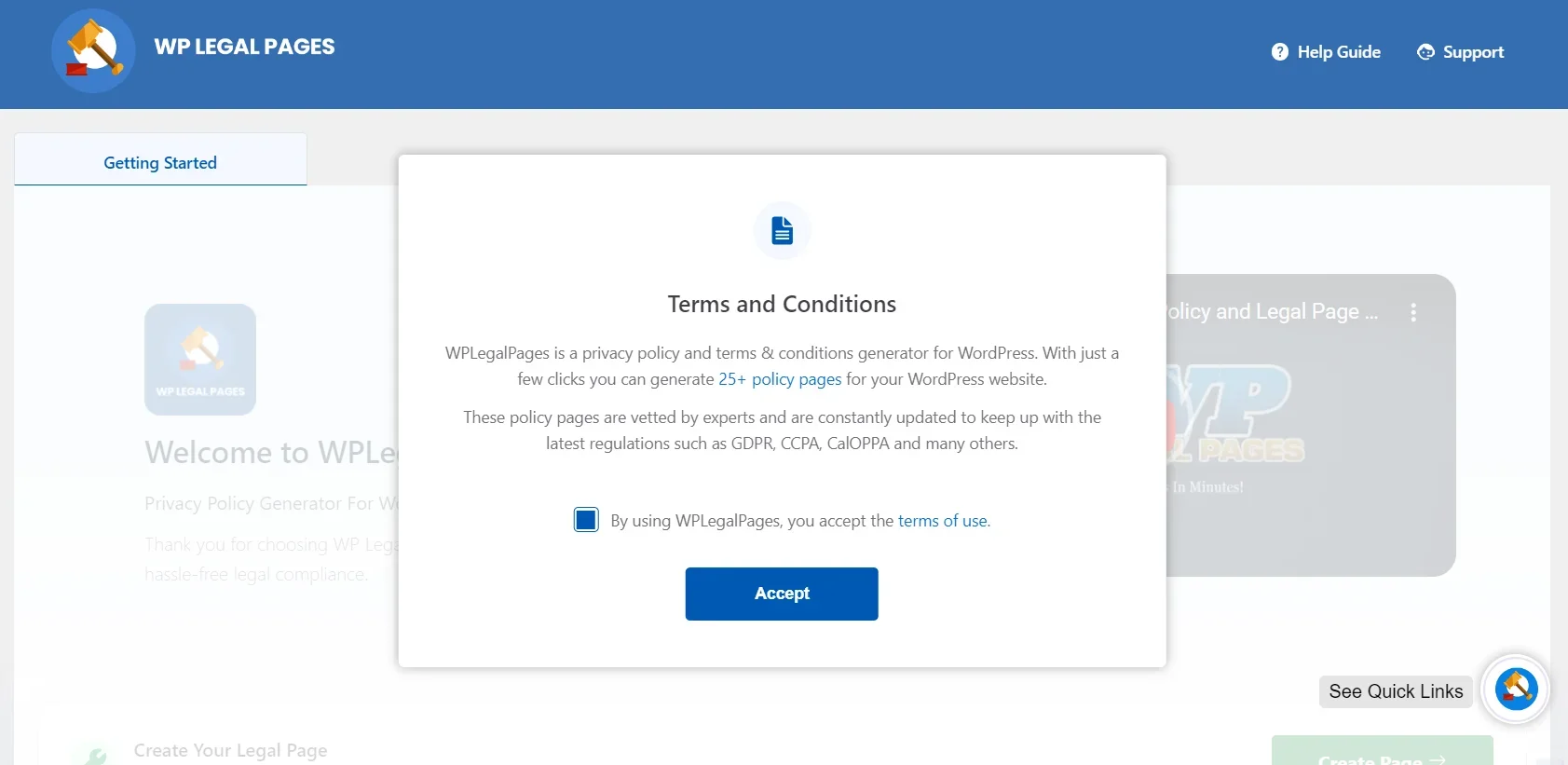 Accepting terms & conditions