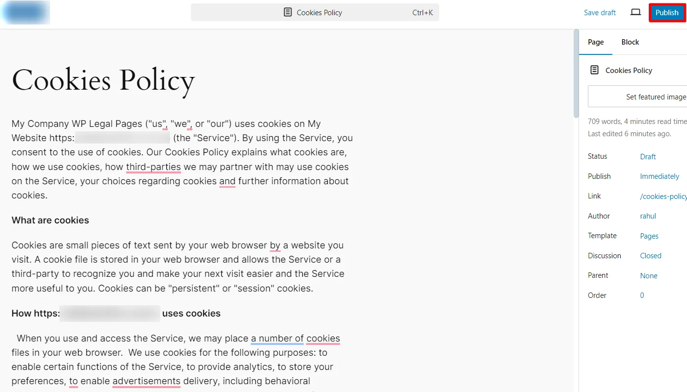 Publishing cookie policy