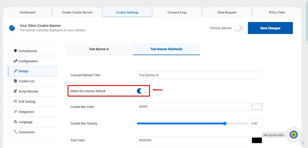 making the banner as default