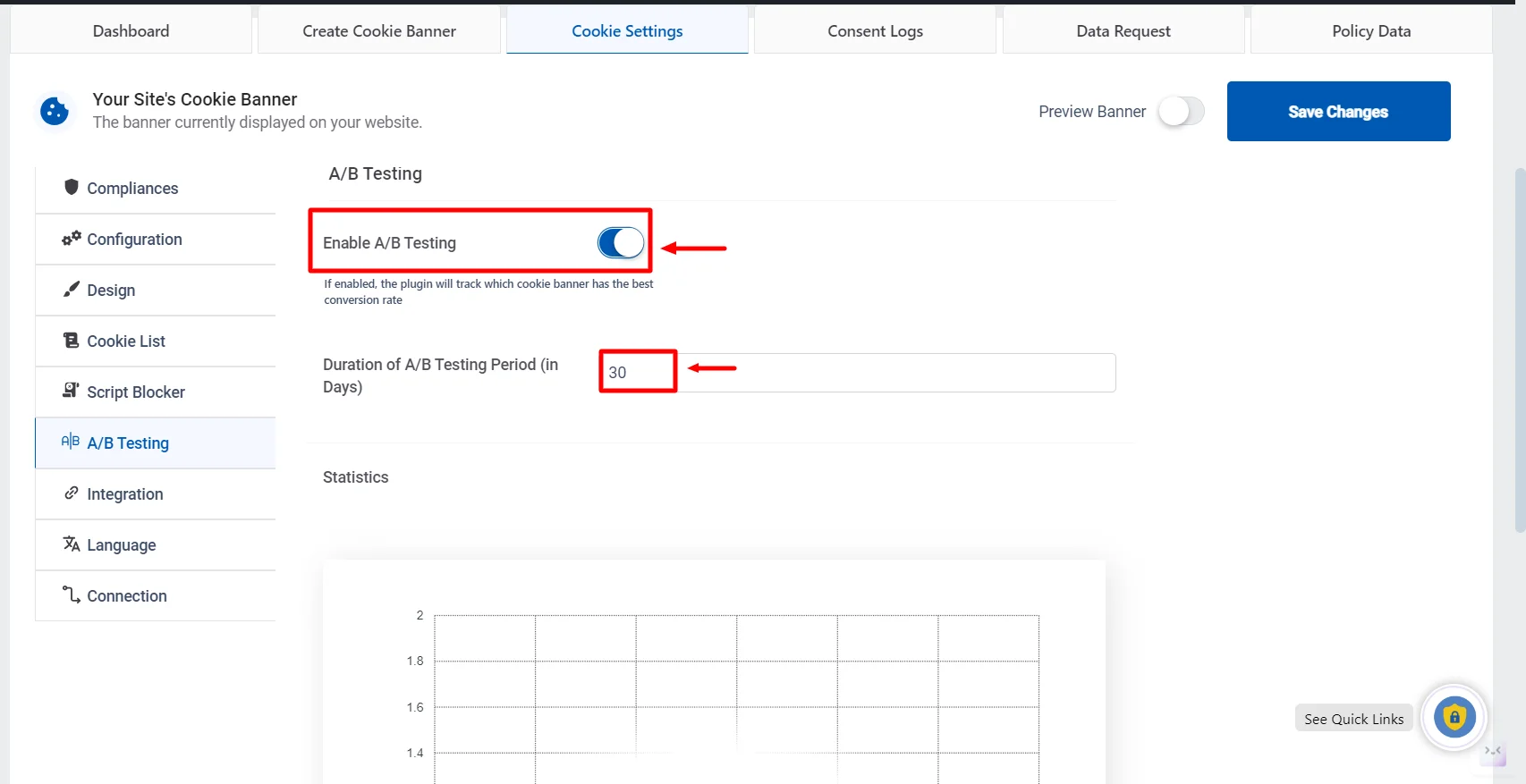 enable ab testing feature