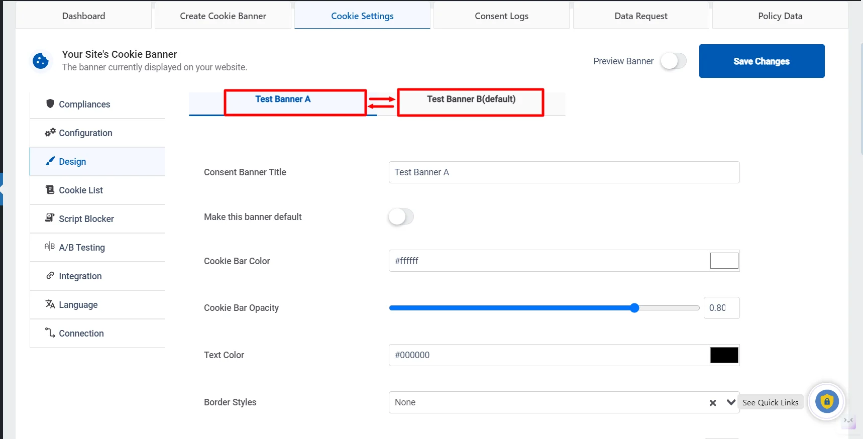 make 2 differnt design for A/B testing