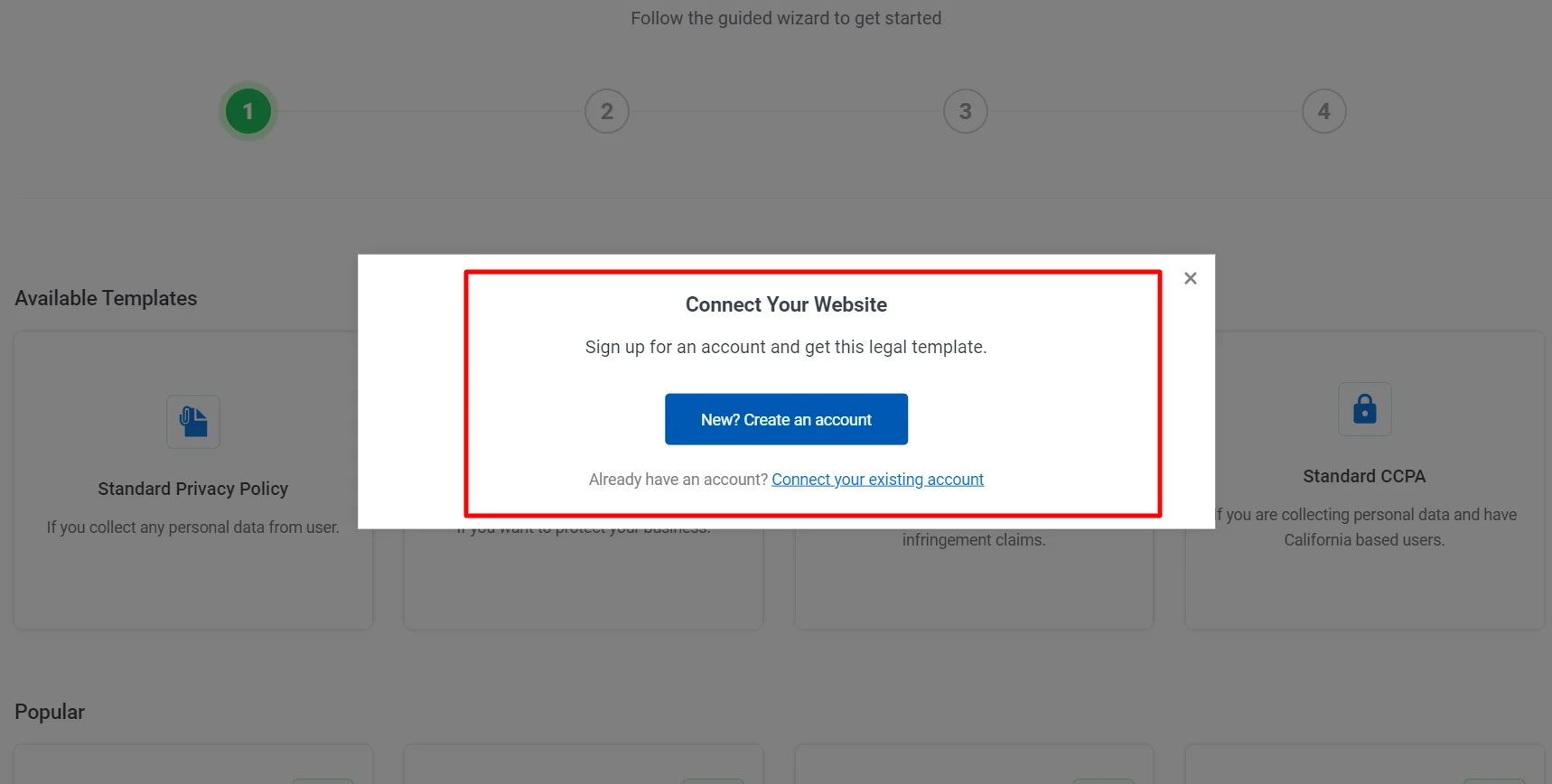 Click on create free account