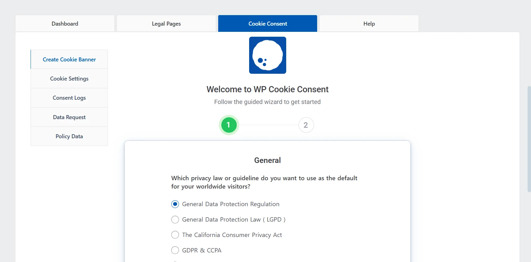 Navigating to WP Cookie consent