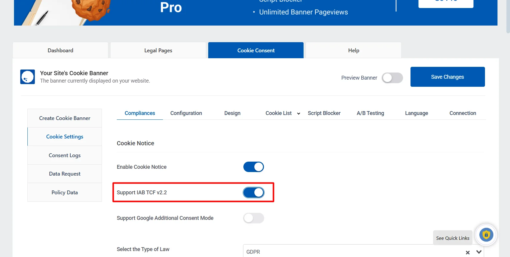 enabling the IAB TCF button