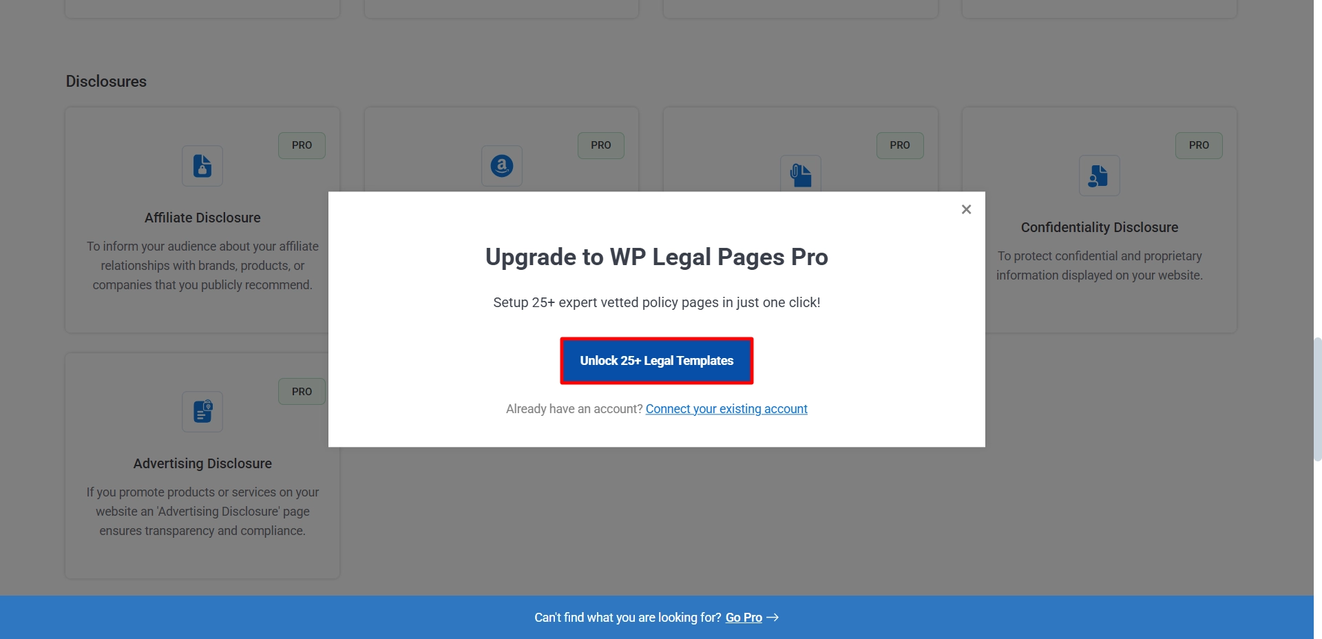Click on Unlock 25 Legal Templates