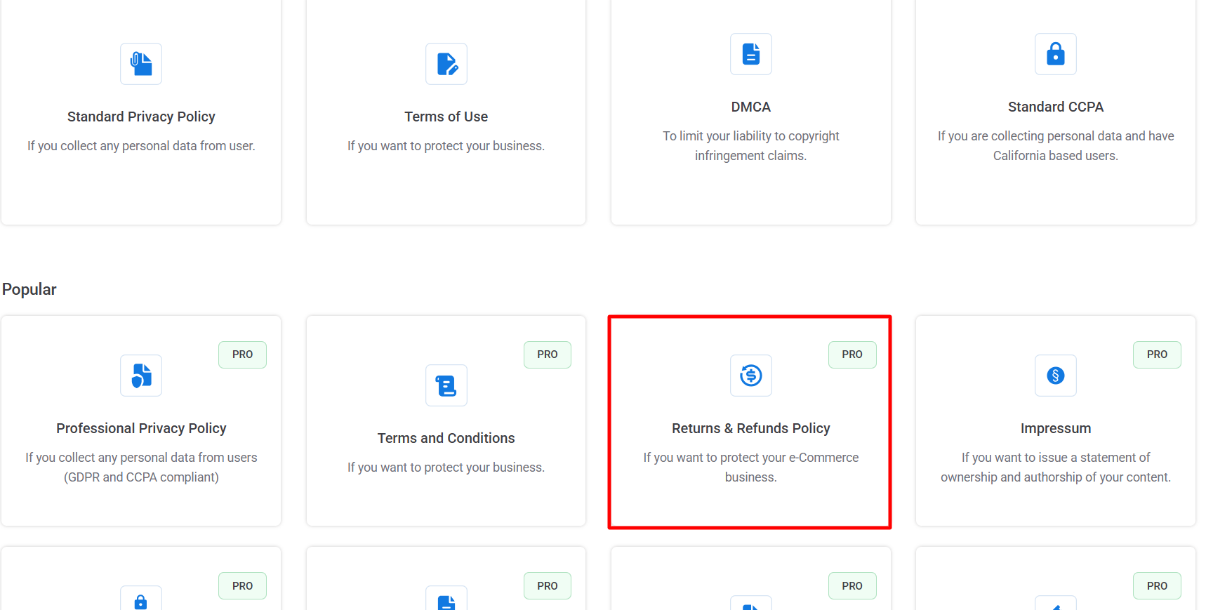 Click on Returns and Refund Policy