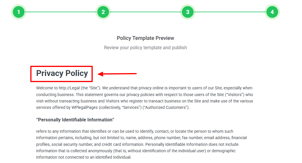 privacy policy preview template