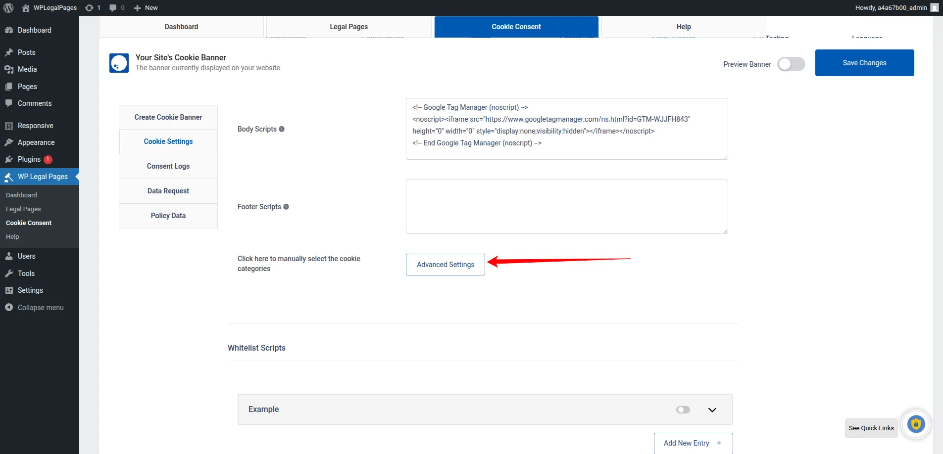 In Script Blocker go to Advanced Settings.