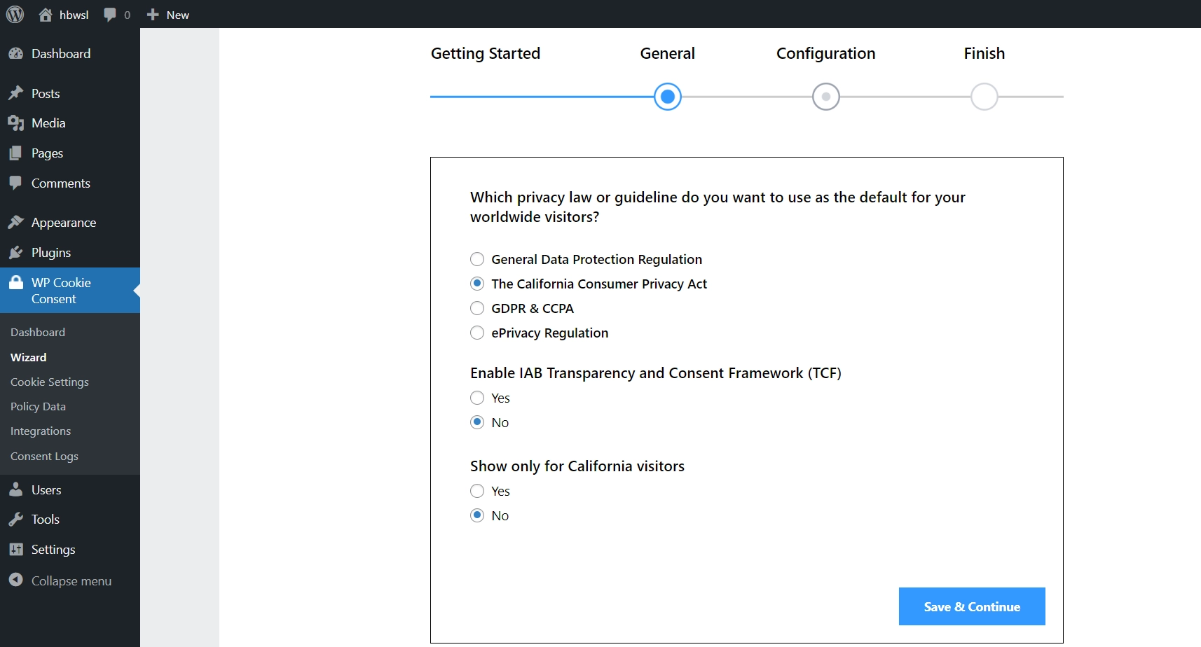 Cookie consent Wizard