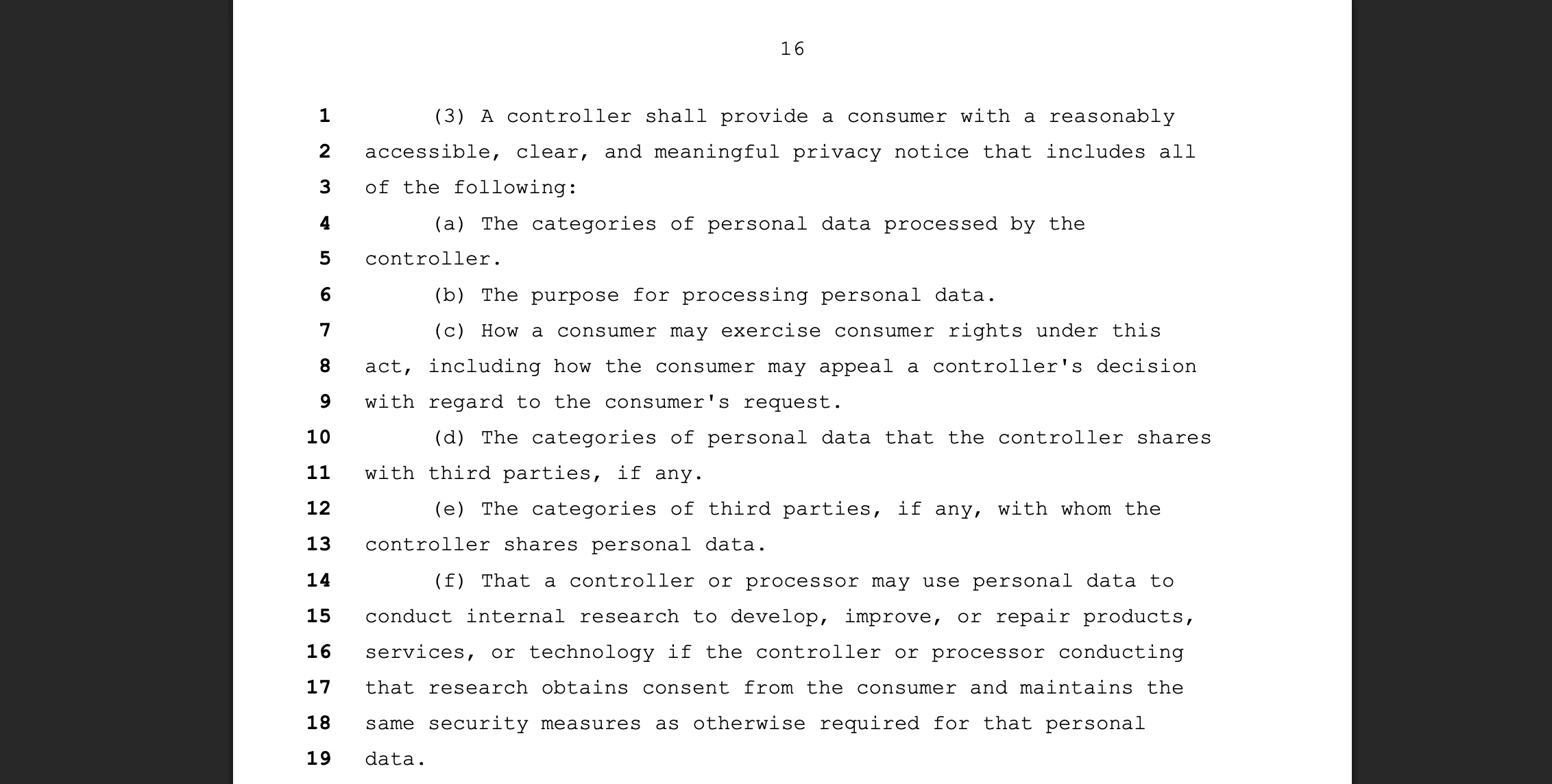 Michigan PDPA section 7-what to include in privacy policy