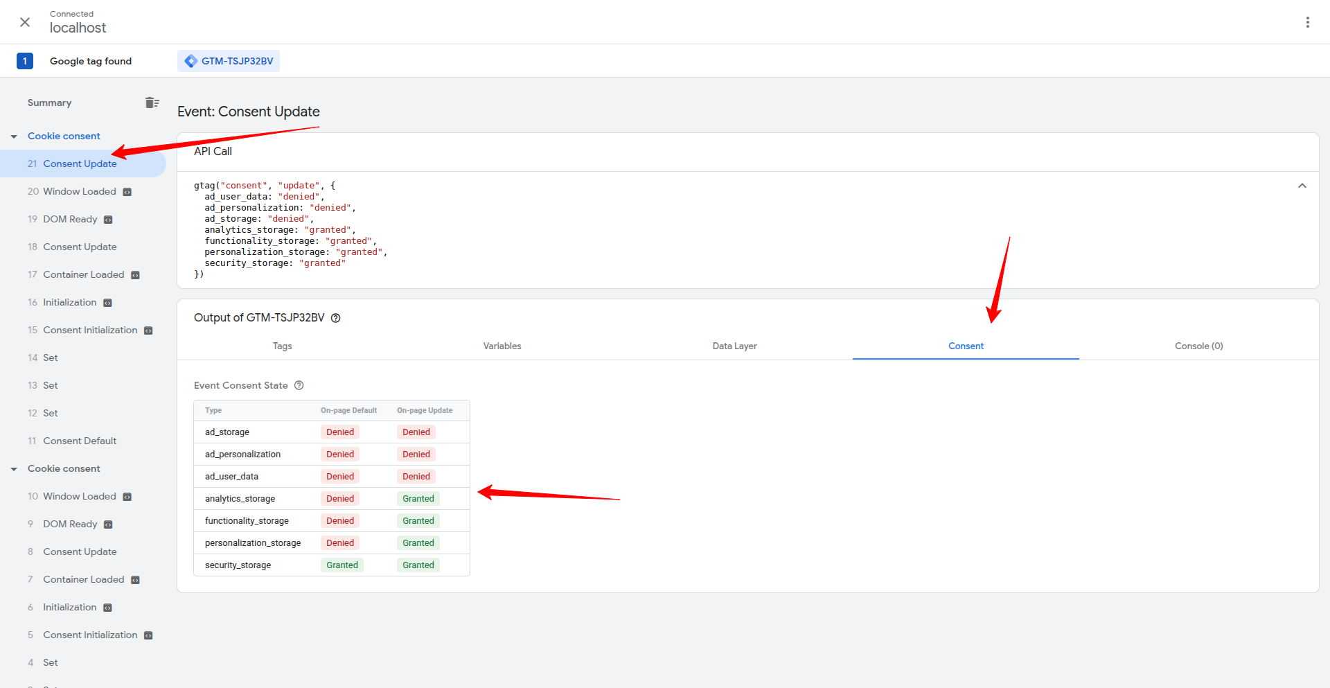 Updated consent on tag assistant