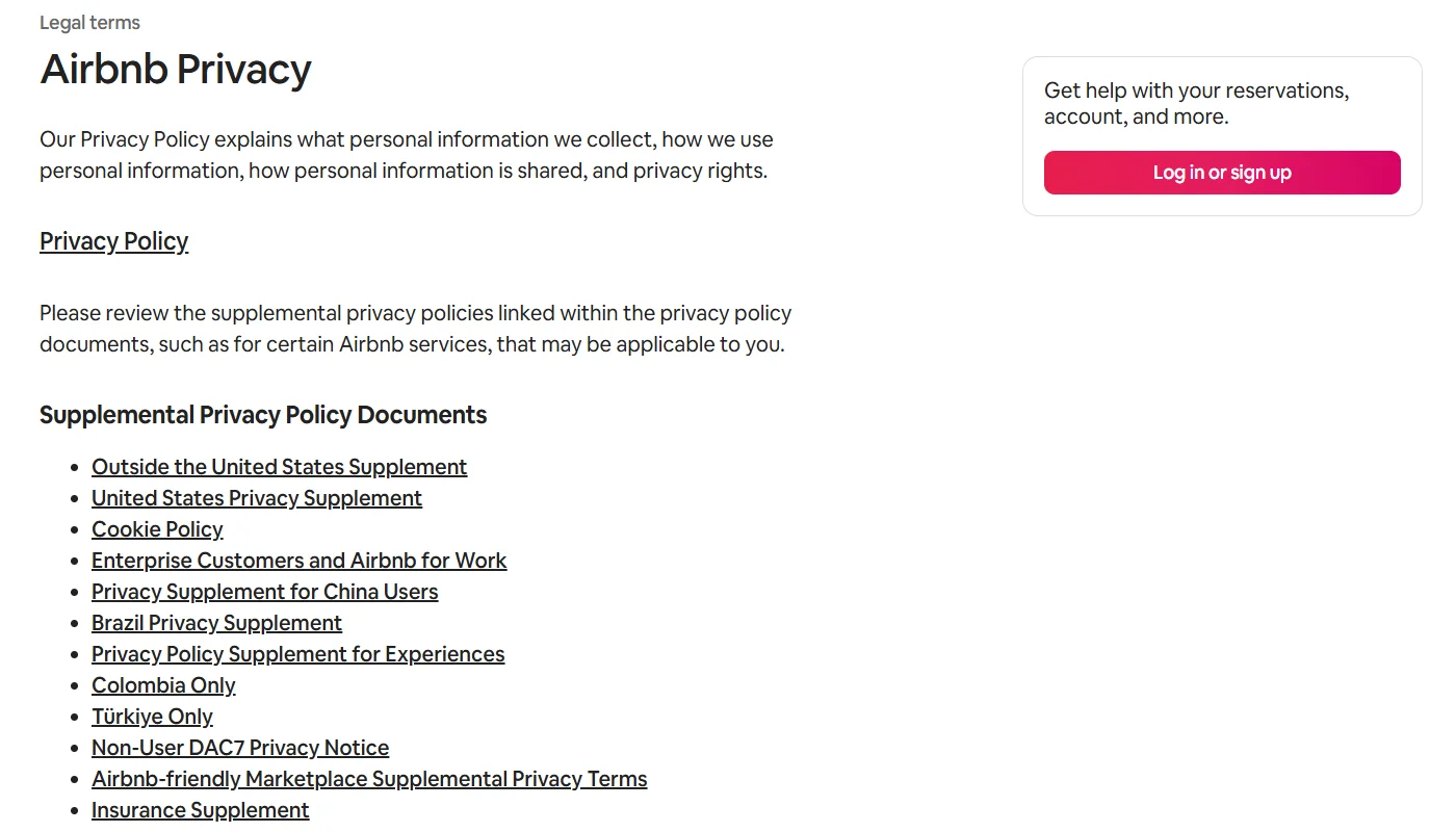 Airbnb privacy policy