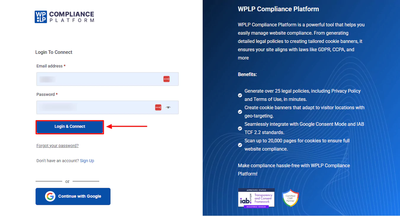 Click on Login and connect