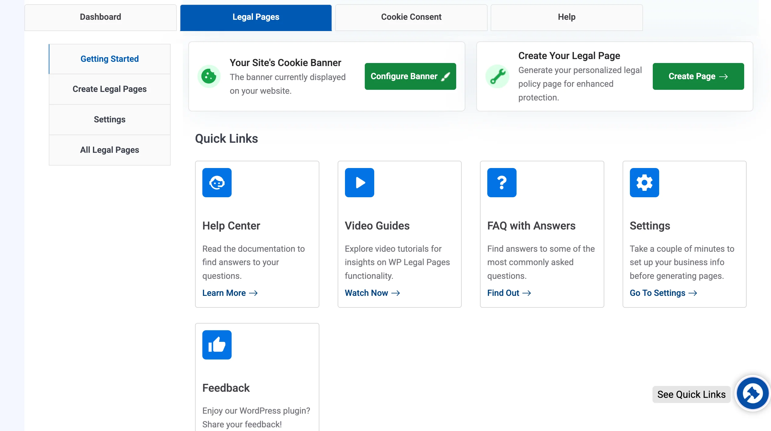 Guided Wizard of WP Legal Pages Plugin
