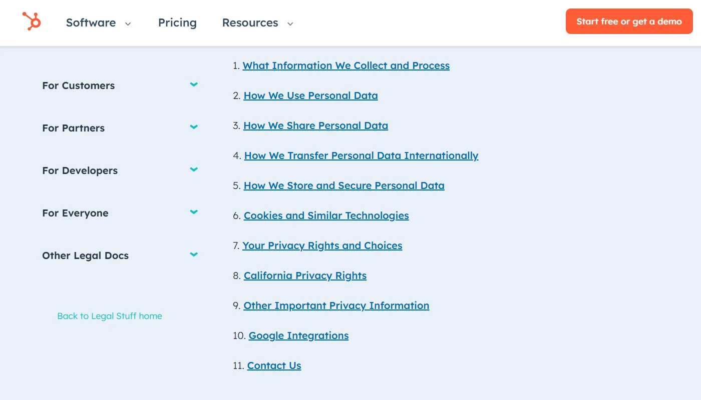 Hubspot privacy policy