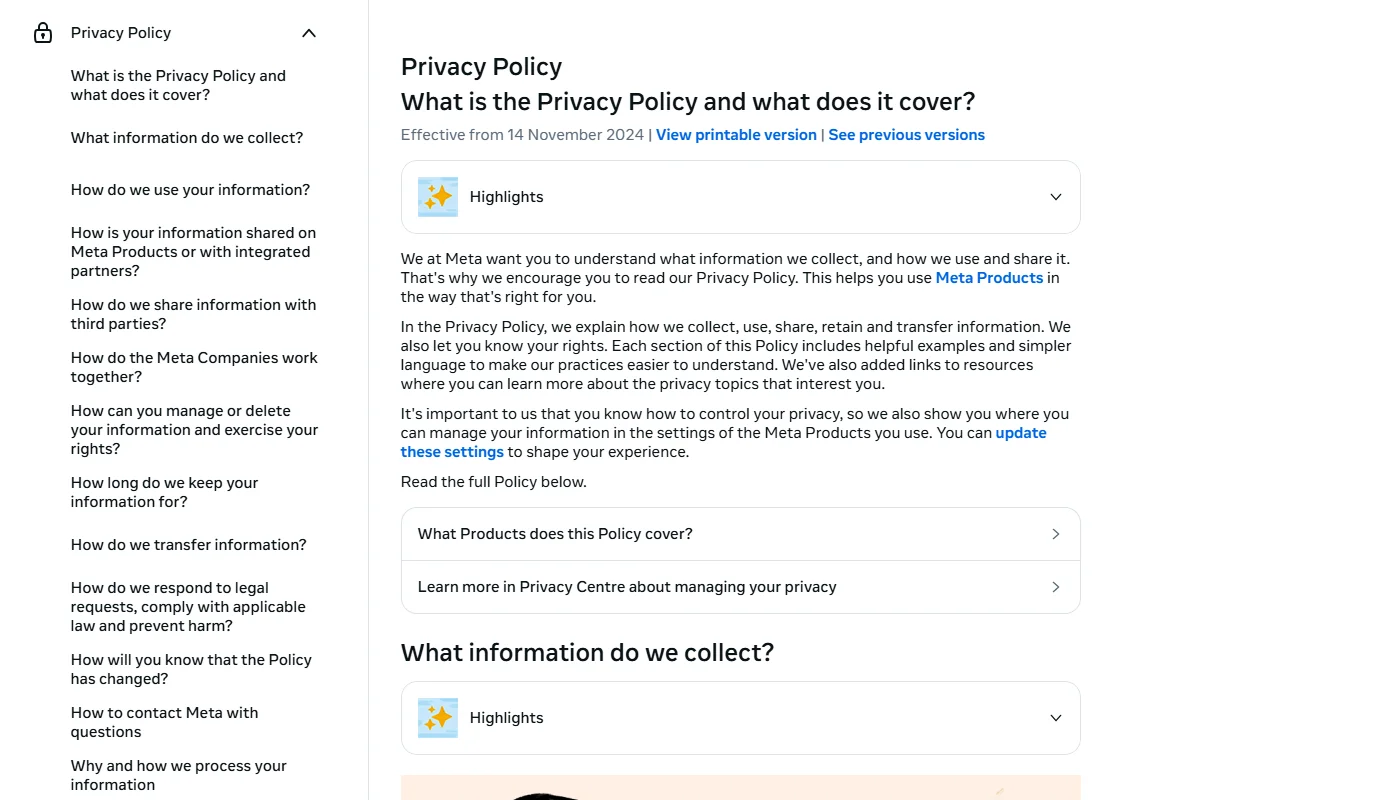 Meta Privacy Policy