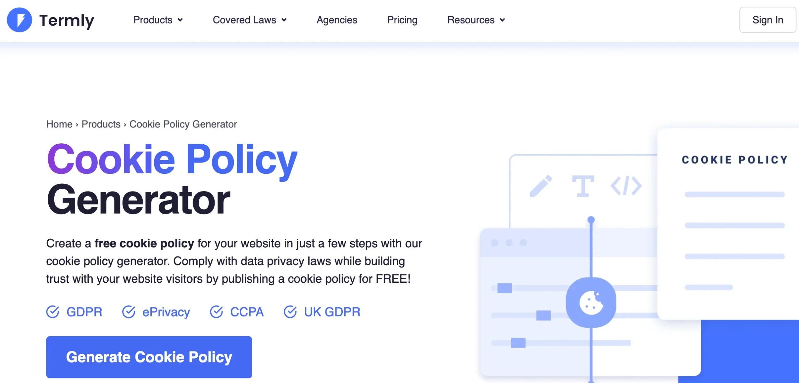 Termlys cookie policy generator