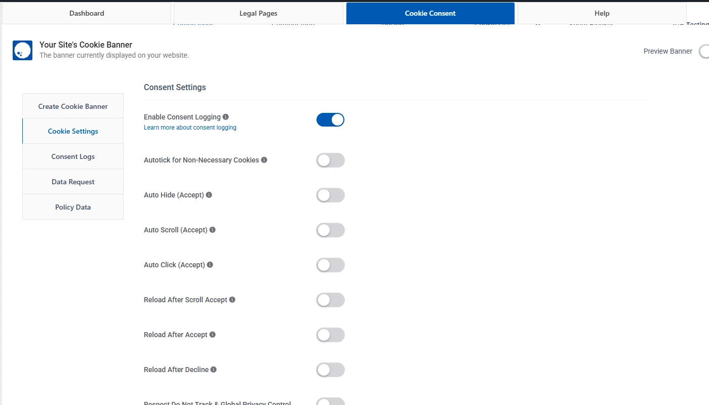Setting up consent settings