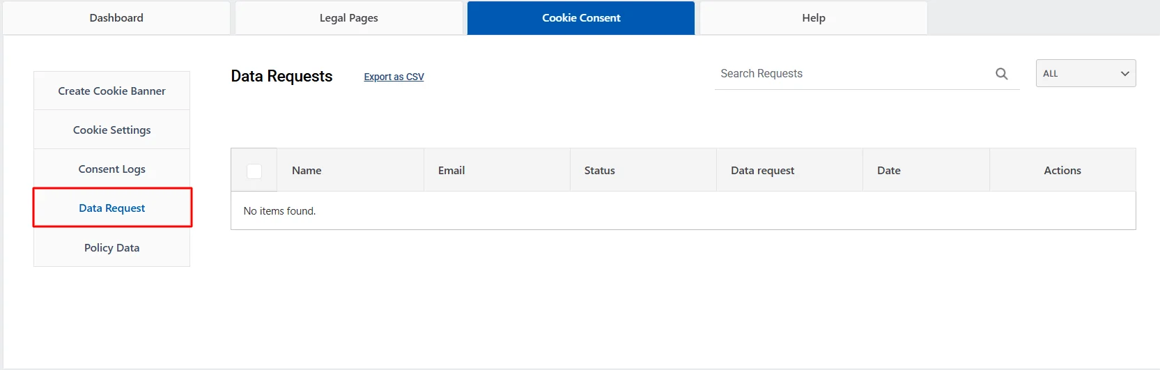 Data request feature